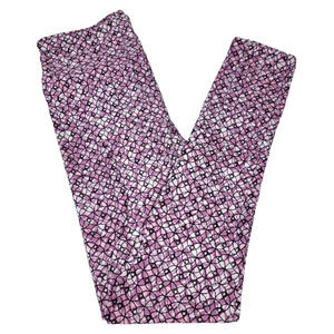 LuLaRoe Floral Leggings OS NEW Purple Pink White Black One Size Buttery Soft
